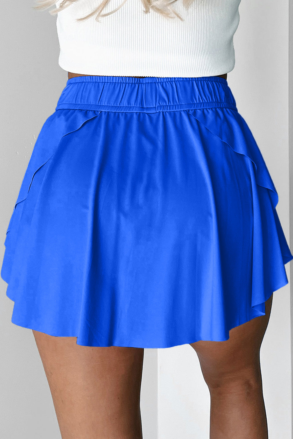 Cerulean Drawstring High Waist Lined Tennis Skort