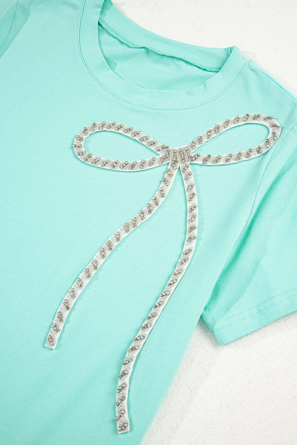 Mint To Be Me Rhinestone Bow Top