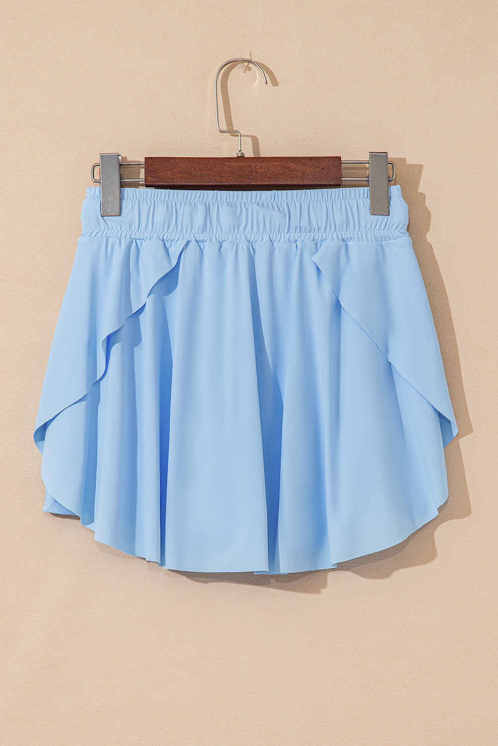 Powder Blue Drawstring High Waist Lined Tennis Skort