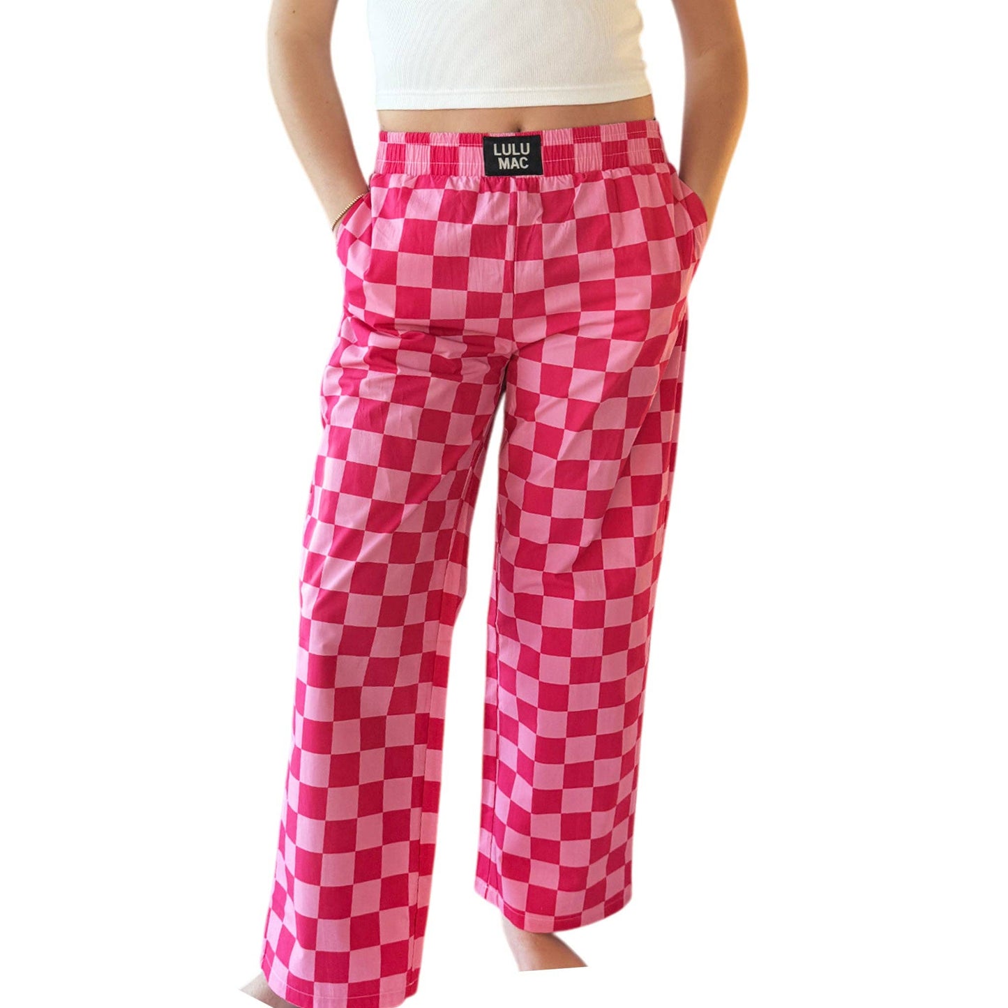 LULU MAC-PINK CHECKERED PANT