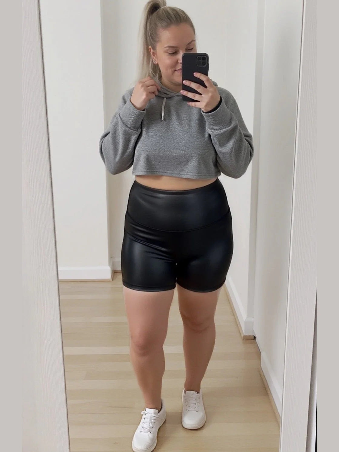 Faux Leather Biker Shorts