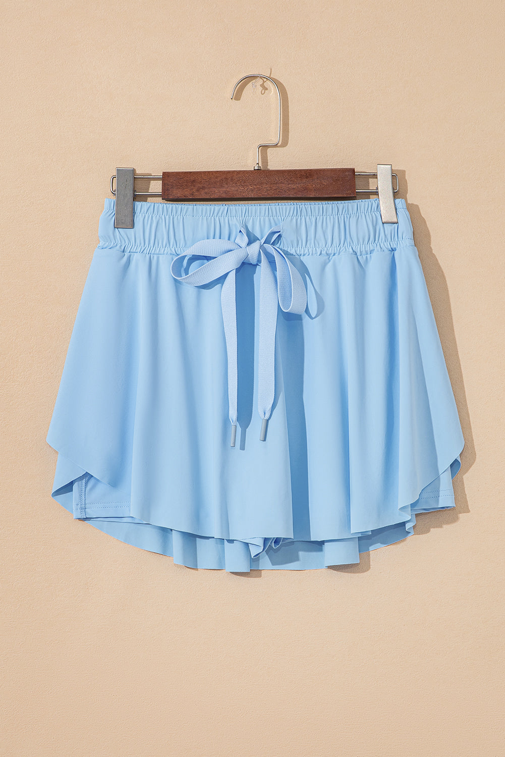 Powder Blue Drawstring High Waist Lined Tennis Skort