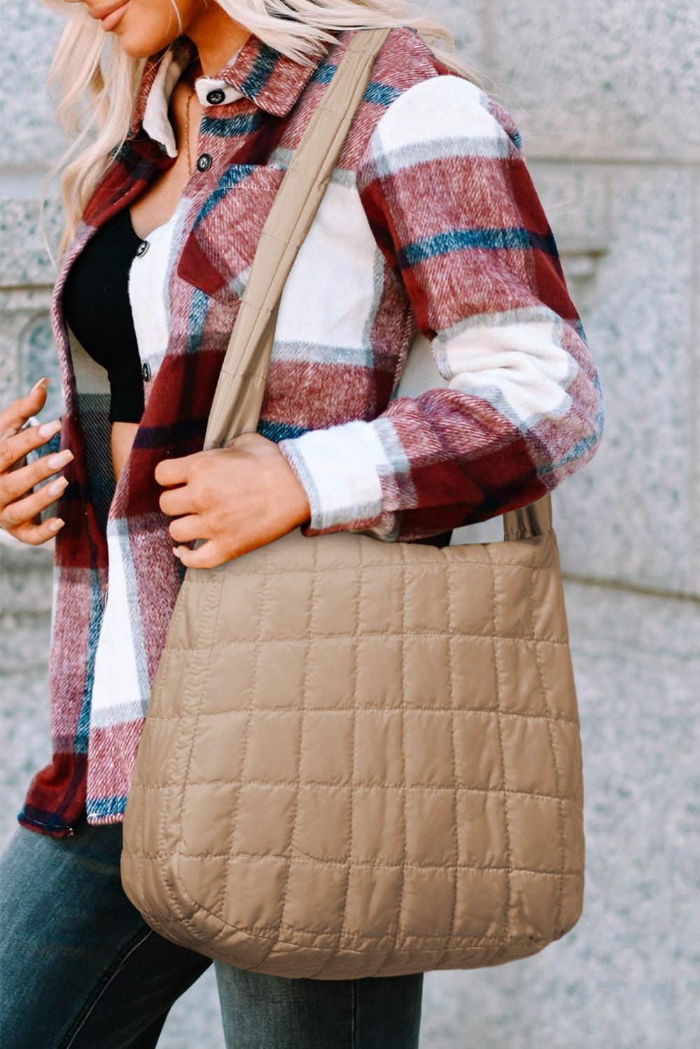 Sandy Beige Puff Shoulder Bag