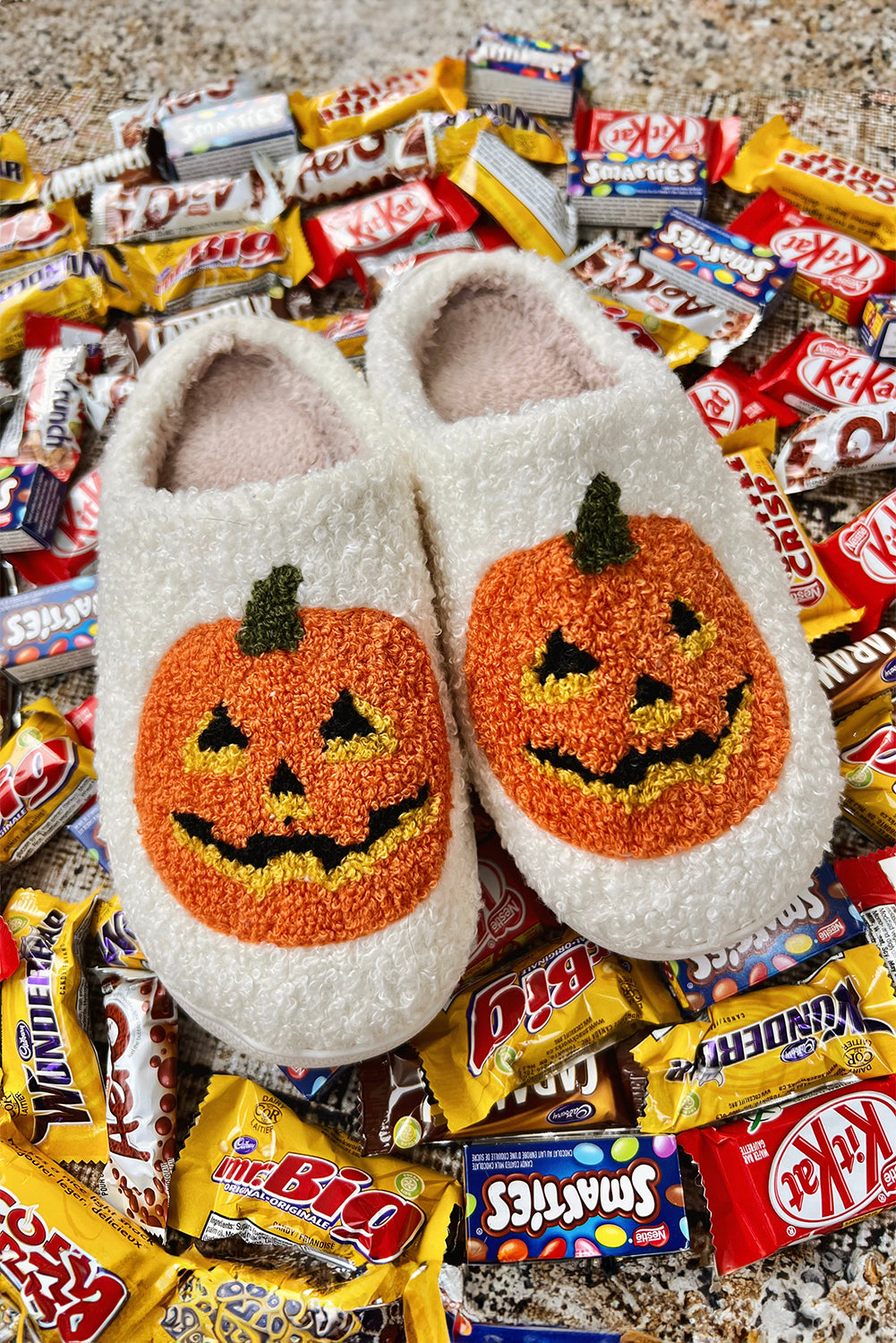 Pumpkin TIme Plush Slippers (Runs Small, Size Up)