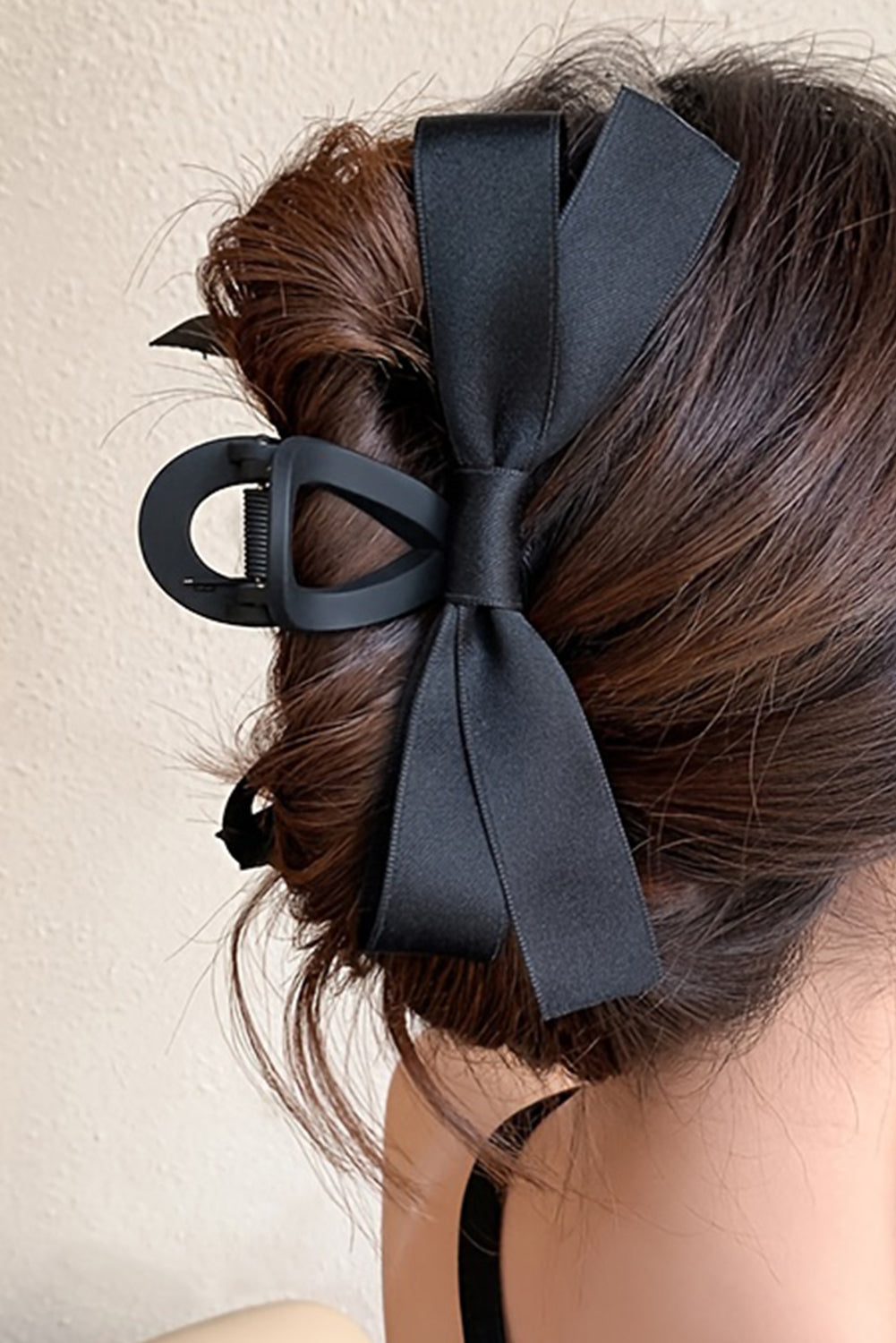 Jet Black Bow Large Hair Claw Clip