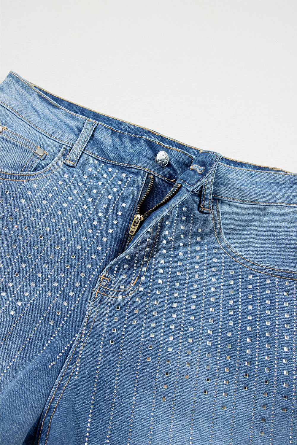 Raleigh Rhinestone Embellished Denim Shorts