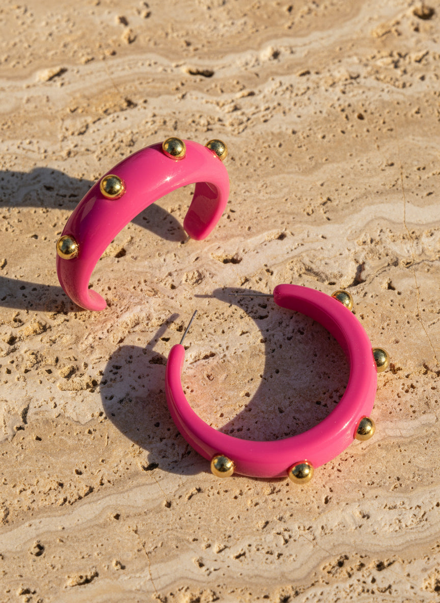 Fuchsia Hoop Earrings