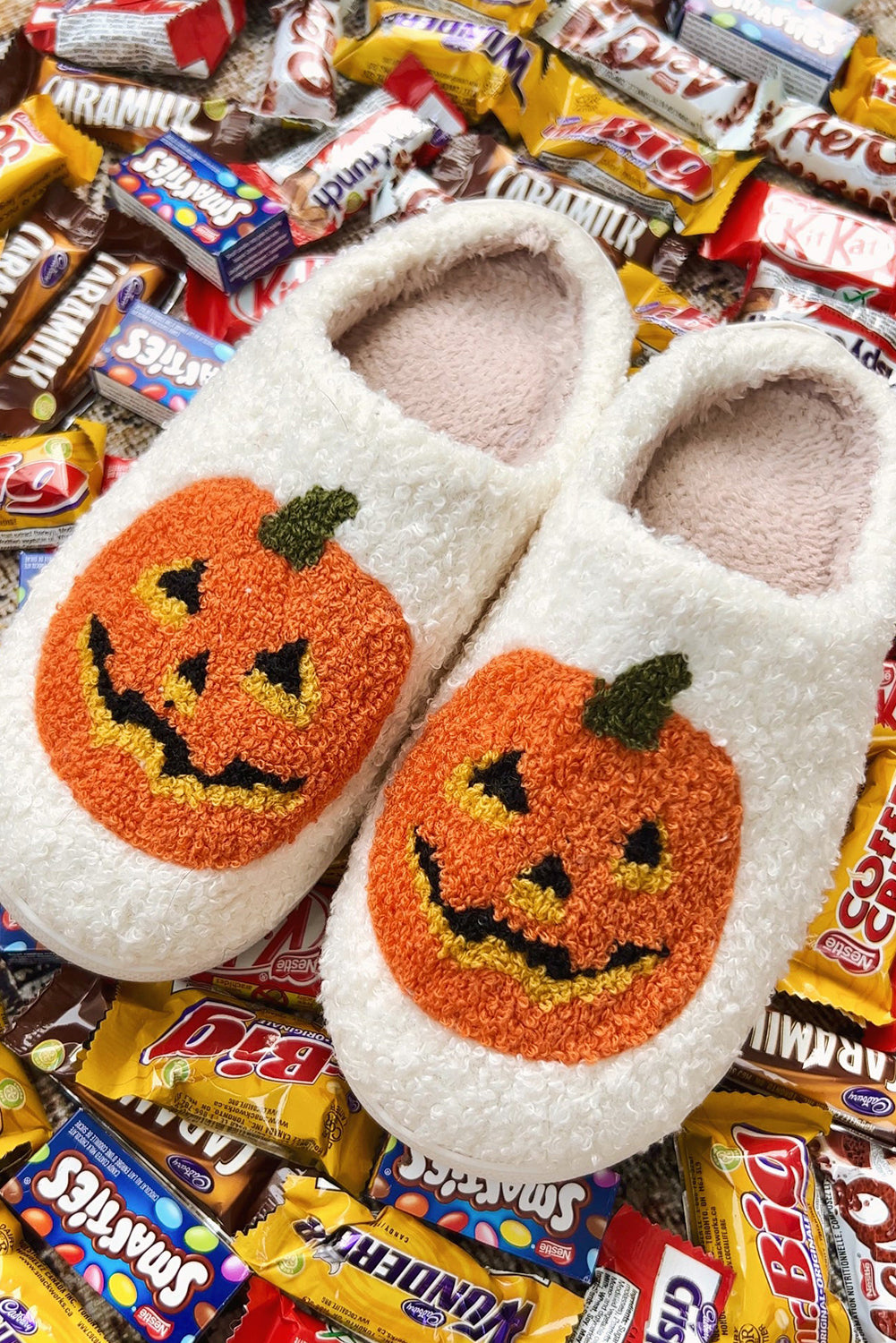Pumpkin TIme Plush Slippers (Runs Small, Size Up)