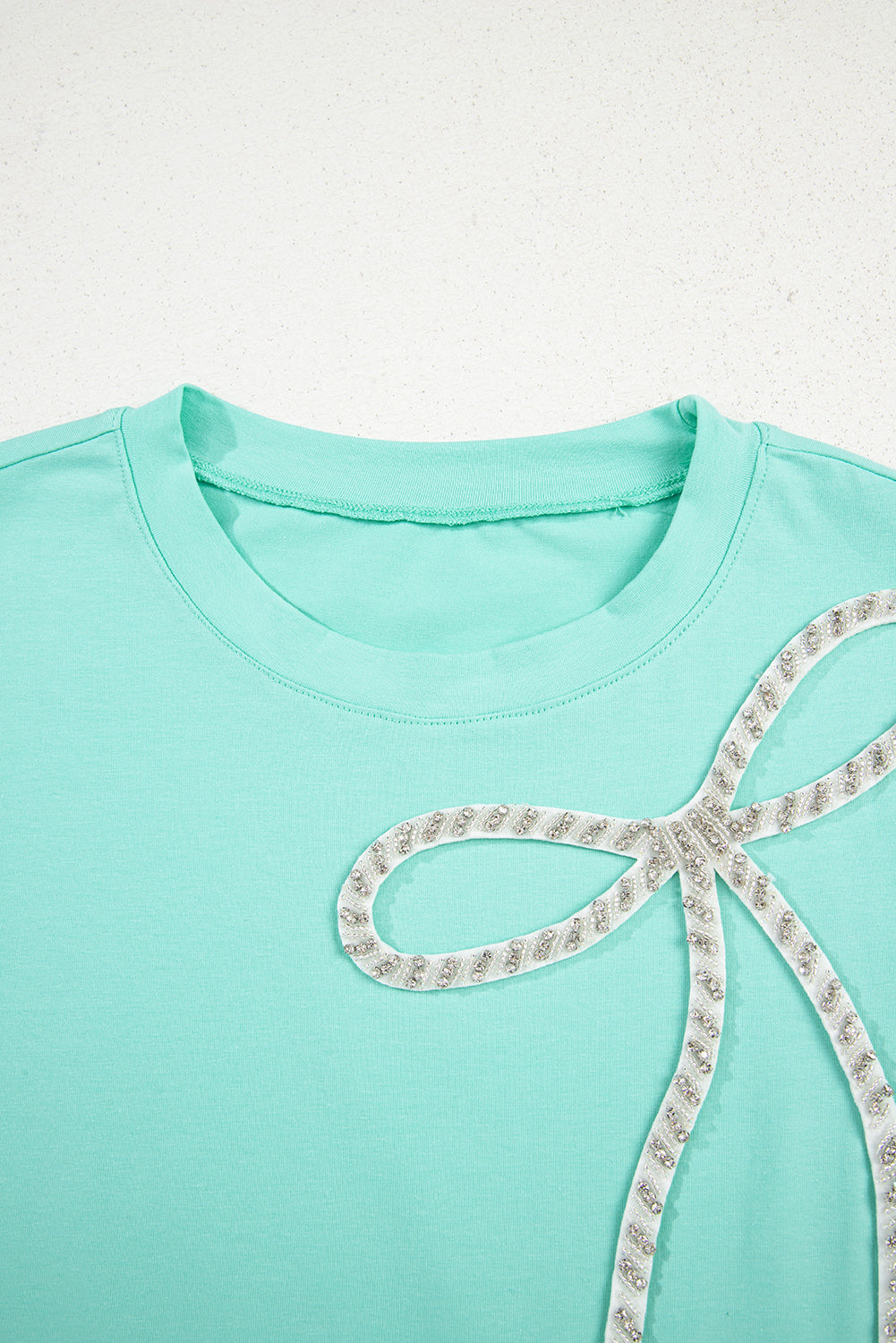 Mint To Be Me Rhinestone Bow Top