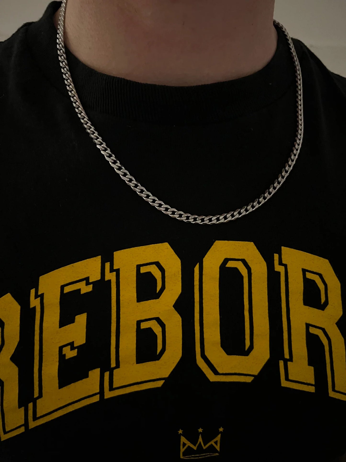 CHANSUTTPEARLS Men's Silver Cuban Chain Necklace