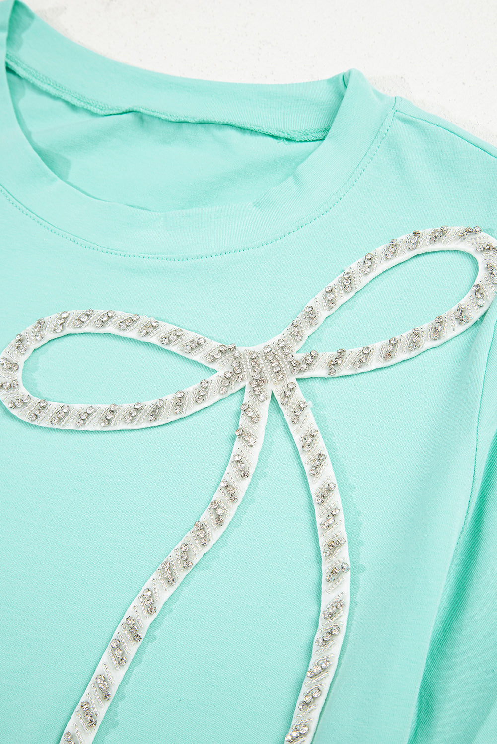 Mint To Be Me Rhinestone Bow Top