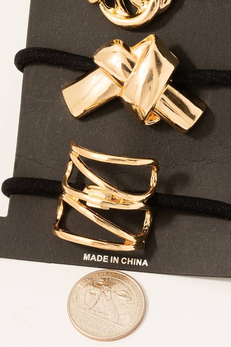 Mixed Metallic Knot Hair Tie Set