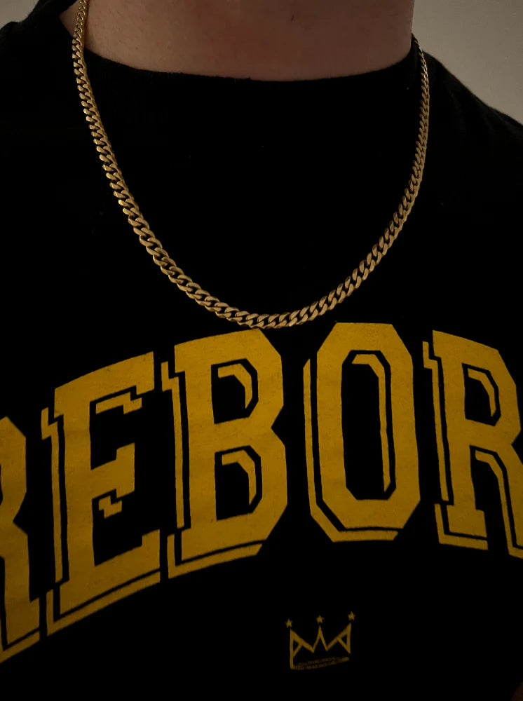 CHANSUTTPEARLS Men's Cuban Chain Necklace Gold