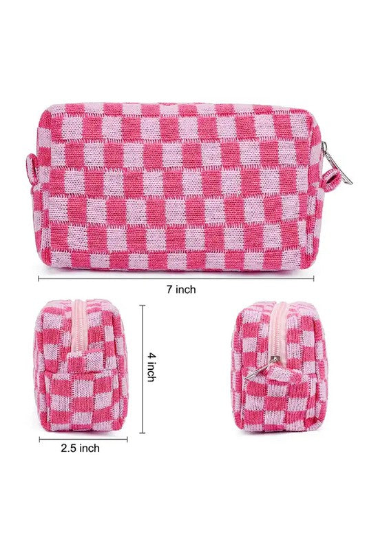 Checkered Make Up Bag