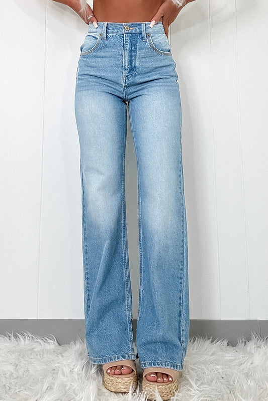 Charleigh High Rise Shift Slit Leg Straight Jeans