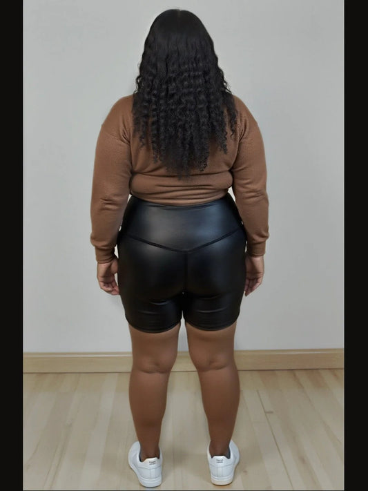Faux Leather Biker Shorts