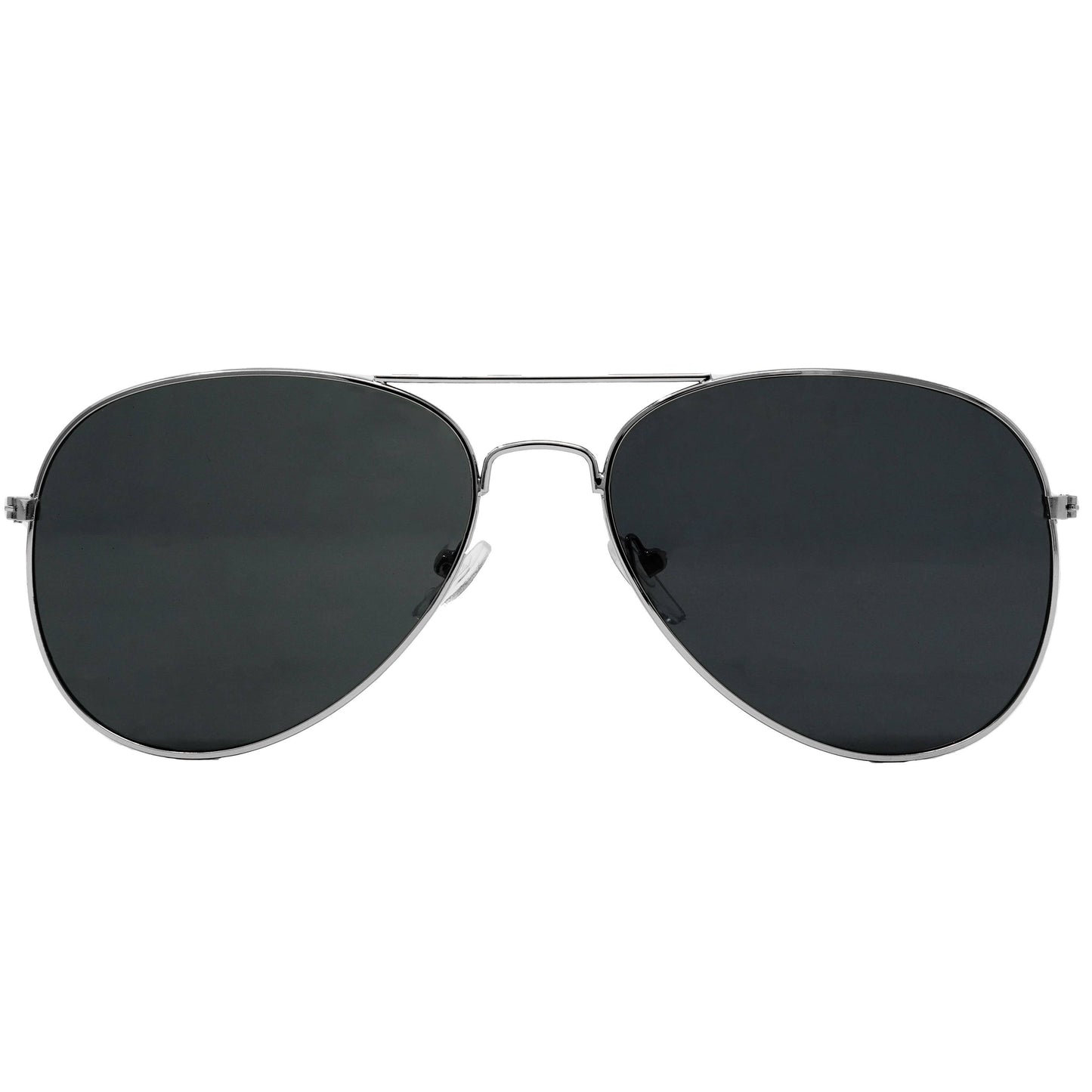 Aviator Sunglasses: Silver Frames/Smoke Lenses