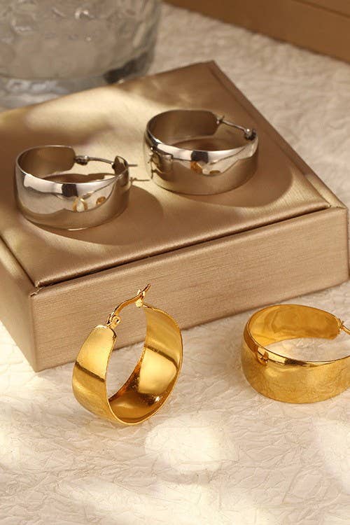 18K STAINLESS STEEL WATERPROOF TARNISH FREE HOOPS