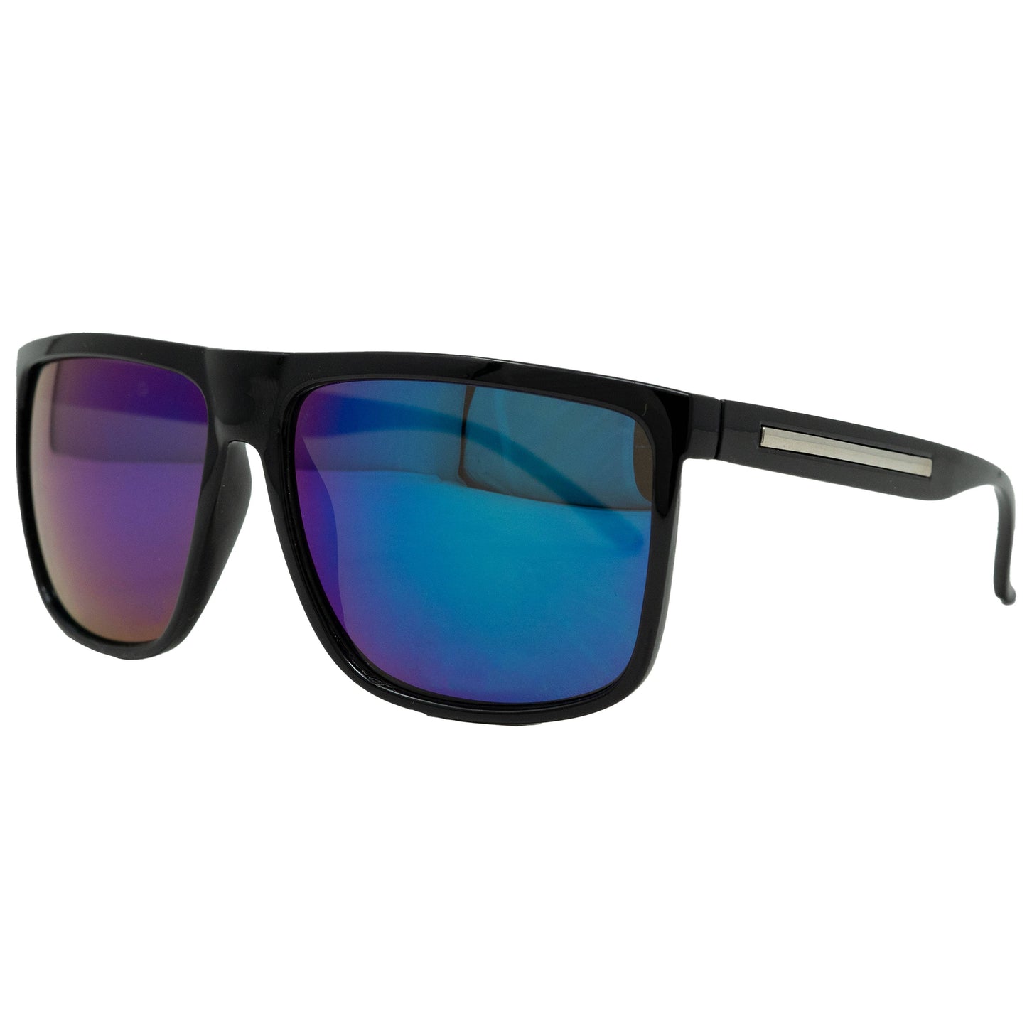 Retro Squared Sunglasses: Black Frames/Multicolor Lenses