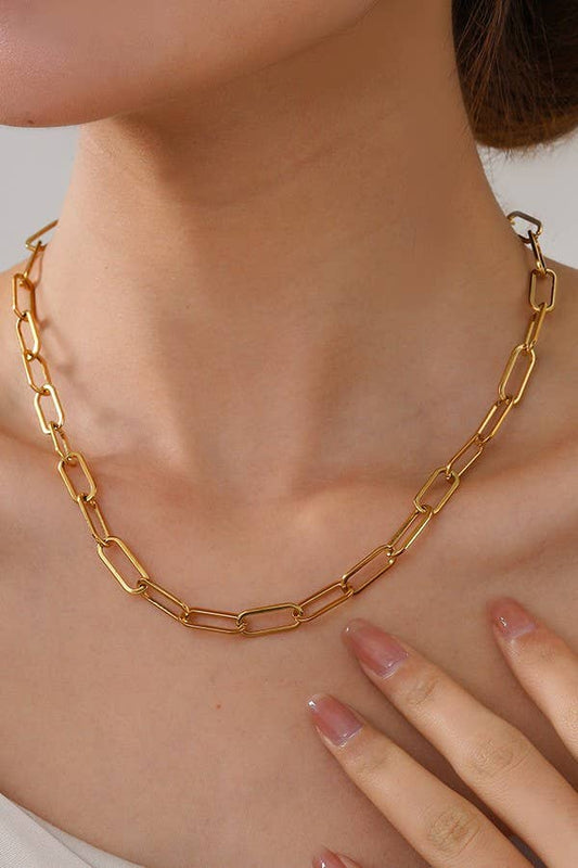 STAINLESS STEEL WATERPROOF TARNISH FREE NECKLACE | Paperclip