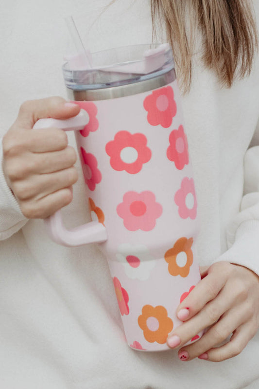 Peachy Keen Floral Print  Stainless Steel Tumbler 40oz