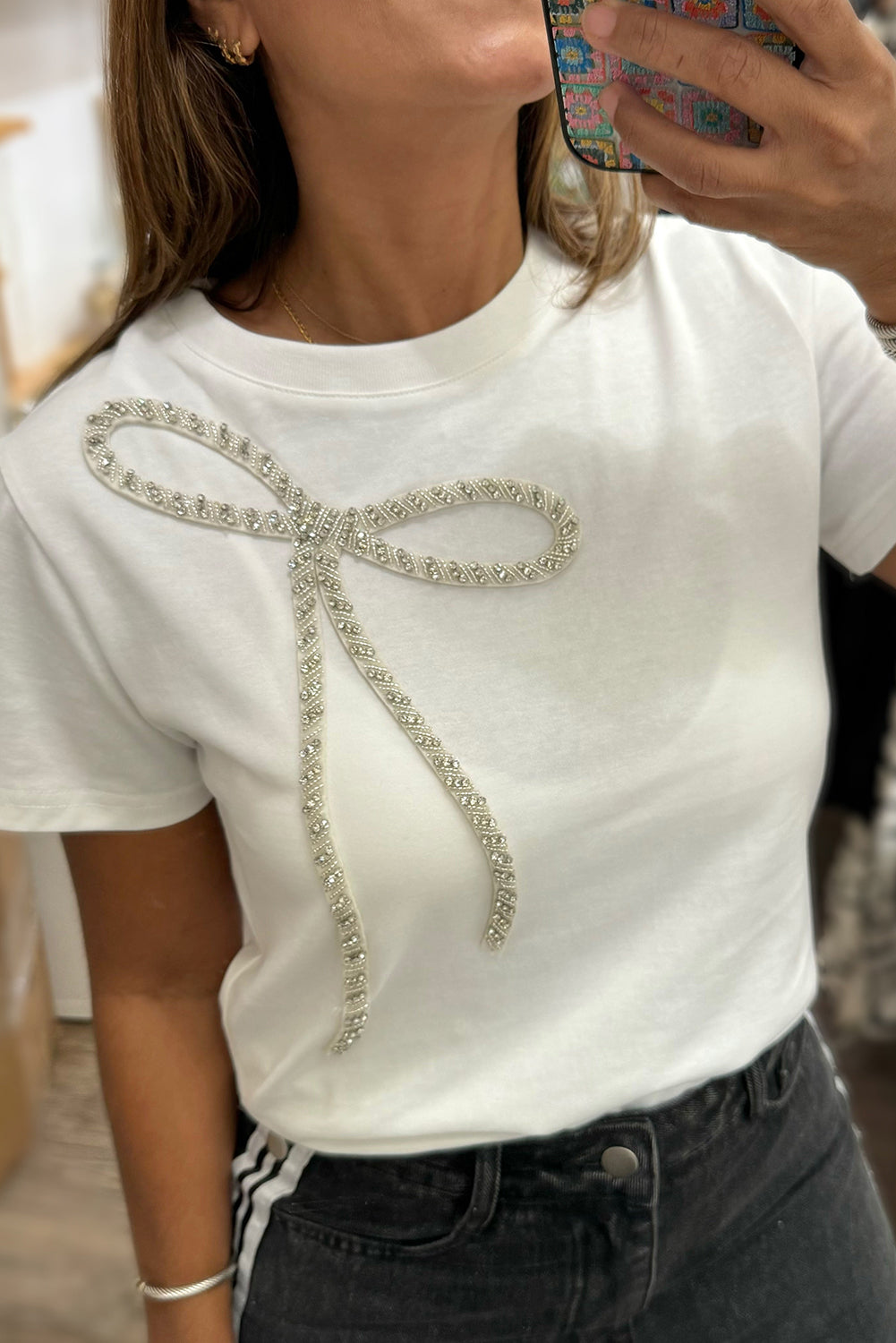 Bad to the Bone Rhinestone Bow Top