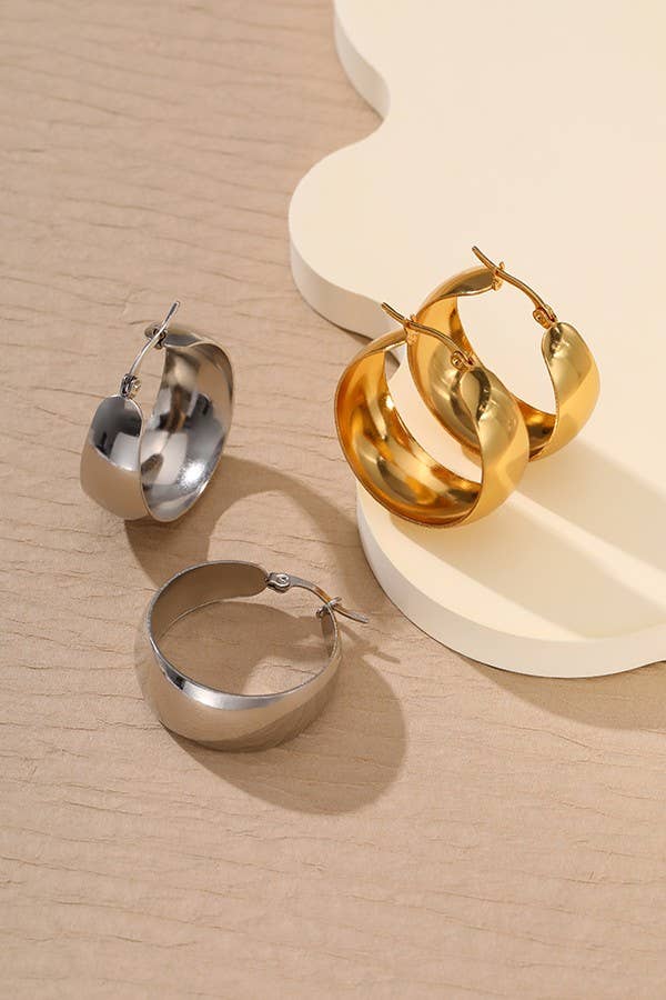 18K STAINLESS STEEL WATERPROOF TARNISH FREE HOOPS