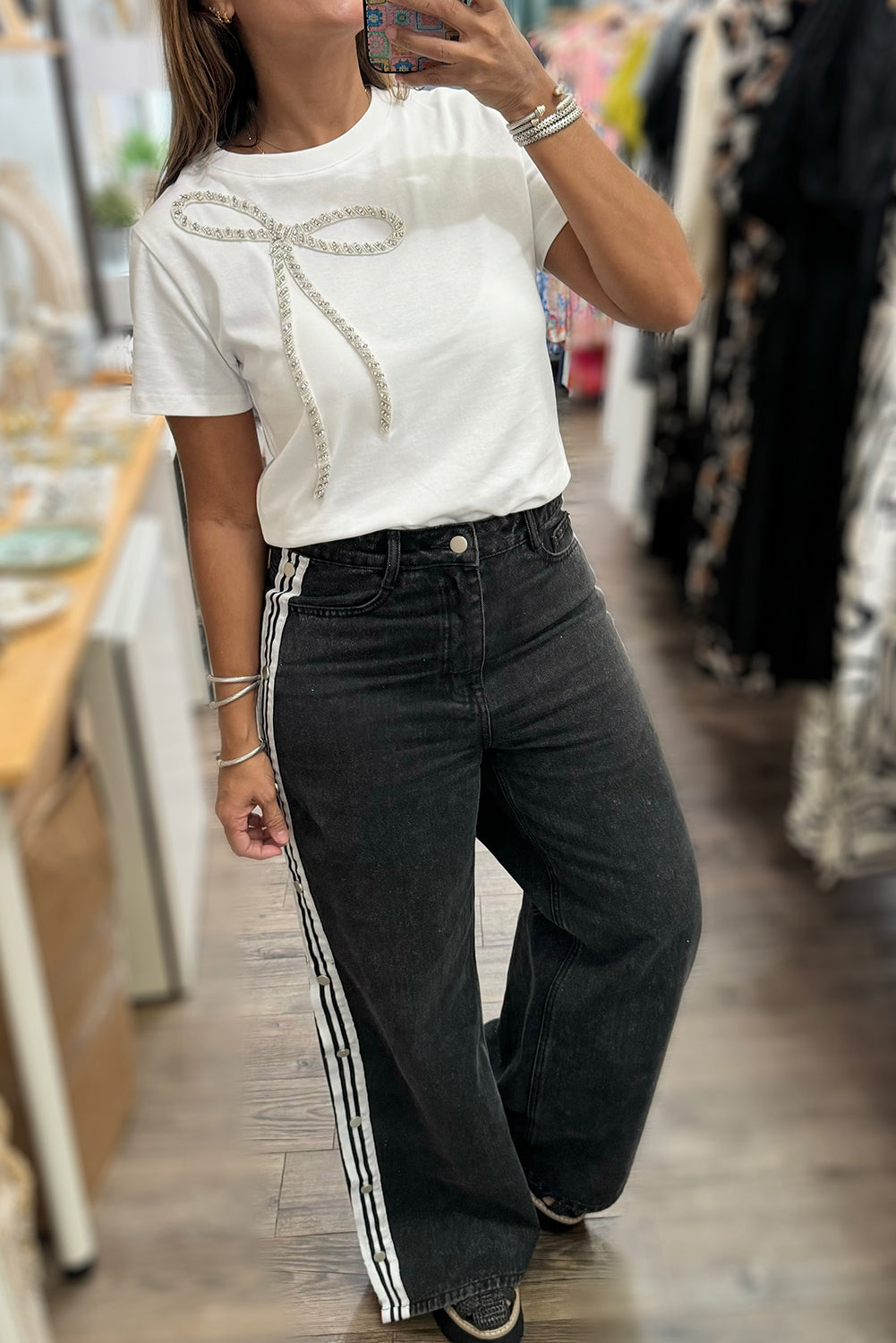 Bad to the Bone Rhinestone Bow Top