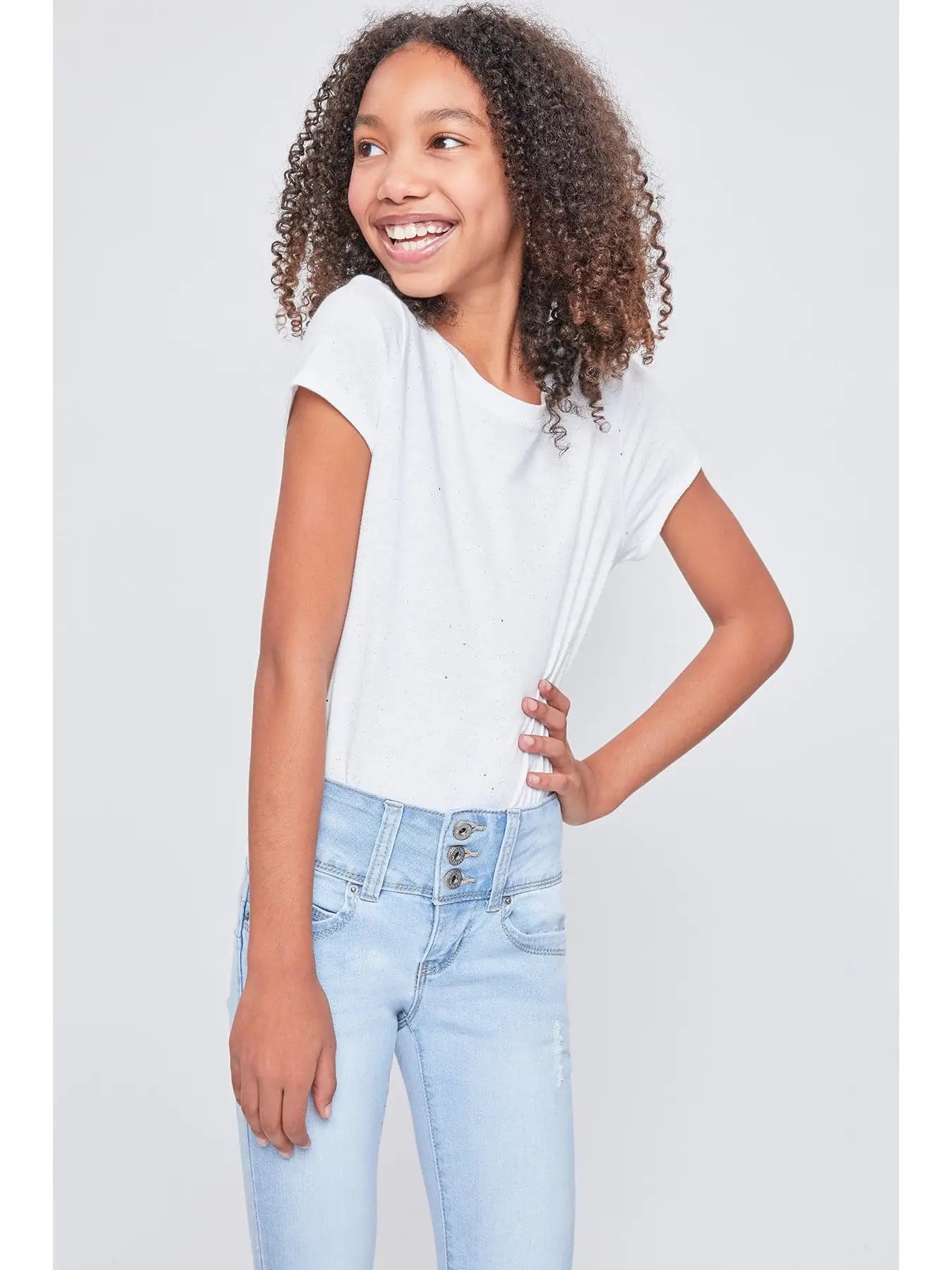 Girls Wannabettafit 3-Button Clean Hem Skinny