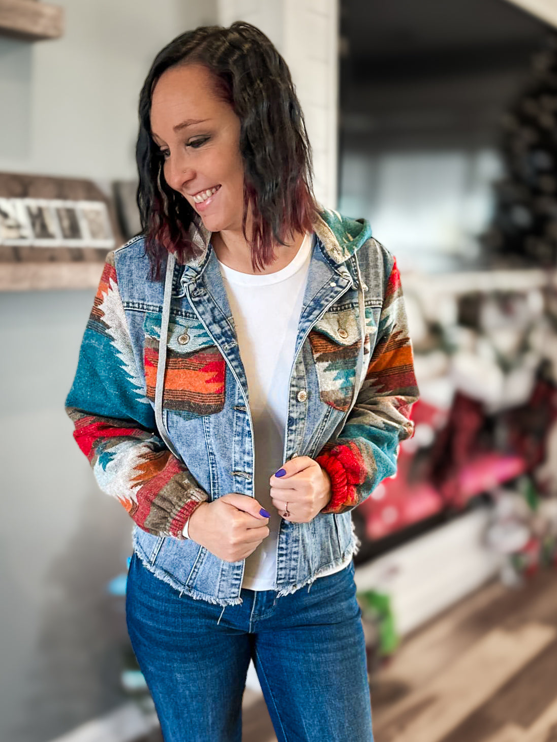 Halsey Aztec Denim Jacket