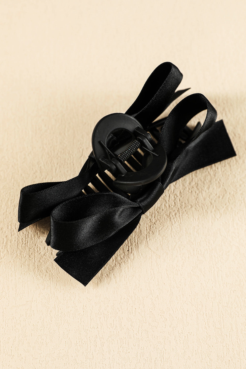 Jet Black Bow Large Hair Claw Clip