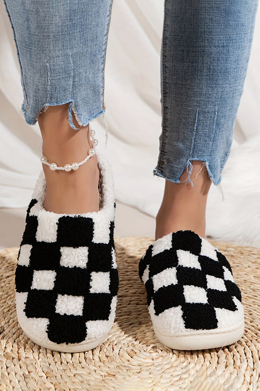 CheckMate Fuzzy Slip On House Slippers