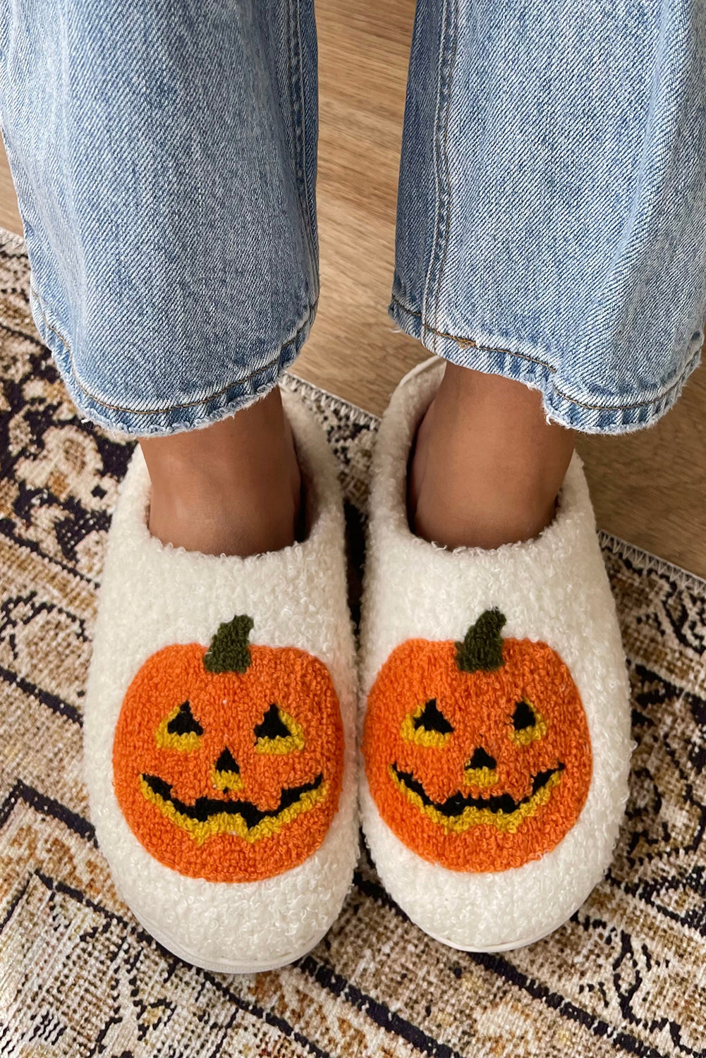 Pumpkin TIme Plush Slippers (Runs Small, Size Up)
