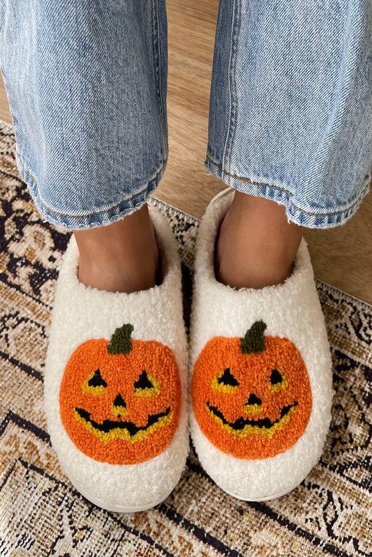 Pumpkin TIme Plush Slippers (Runs Small, Size Up)