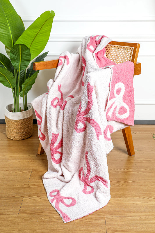 Pink Bow Cozy Throw Blanket