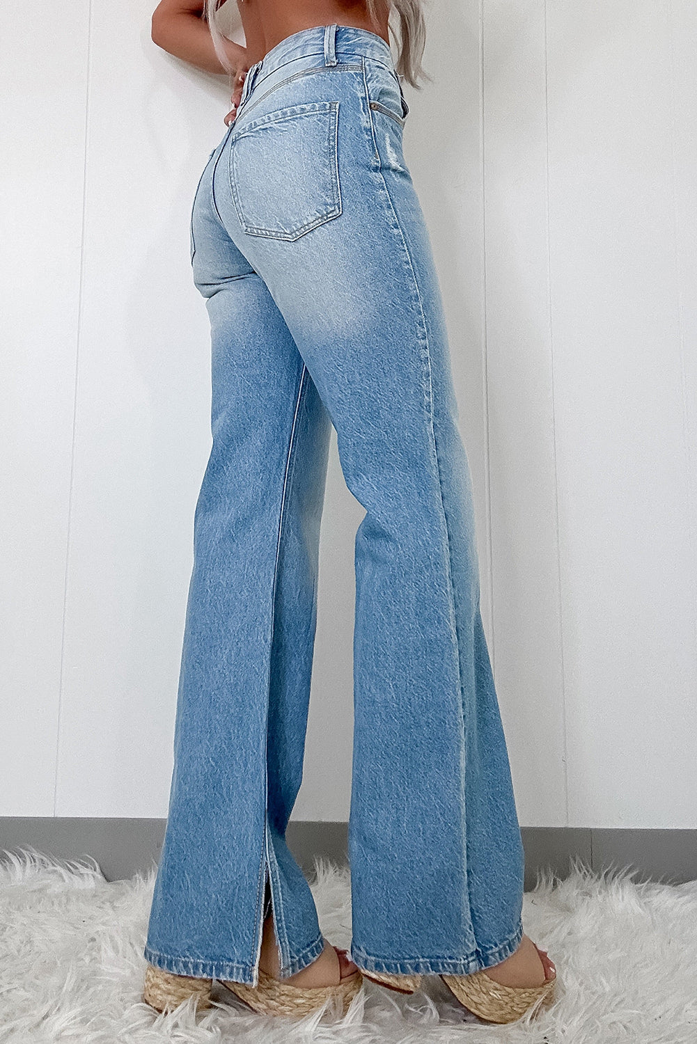 Charleigh High Rise Shift Slit Leg Straight Jeans