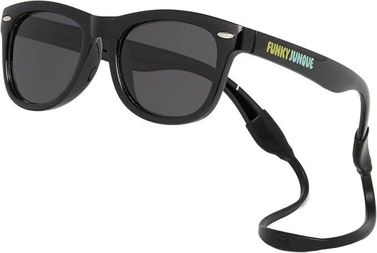 Kids Flexible Wire Sunglasses - Black/Smoke Mirror Lenses
