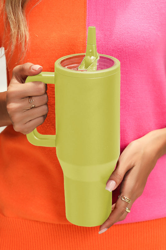 Pear Green Frosted Stainless Tumbler with Straw 40oz