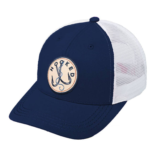 Men's Trucker Patch Hat: Hooked (Navy/White)