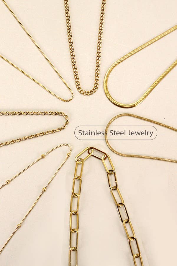 STAINLESS STEEL WATERPROOF TARNISH FREE NECKLACE | Paperclip