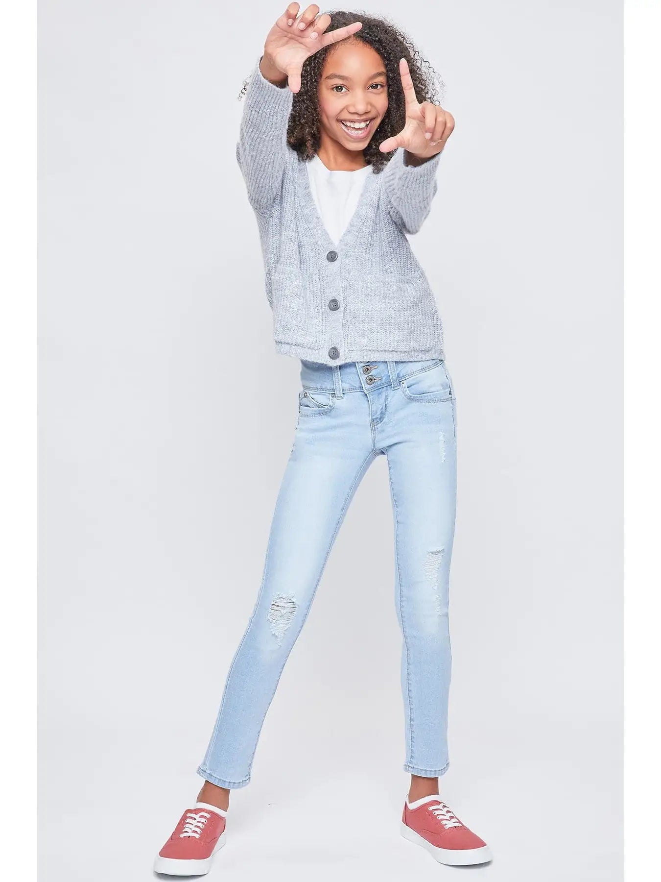 Girls Wannabettafit 3-Button Clean Hem Skinny